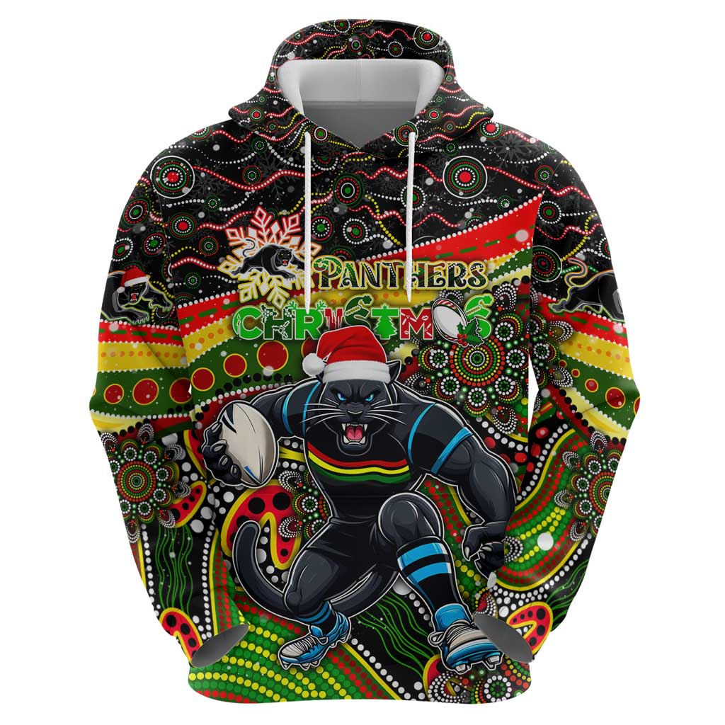 Merry Christmas Penrith Panthers Hoodie Aboriginal Santa Rugby Mascot - The Riff - Vibe Hoodie Shop