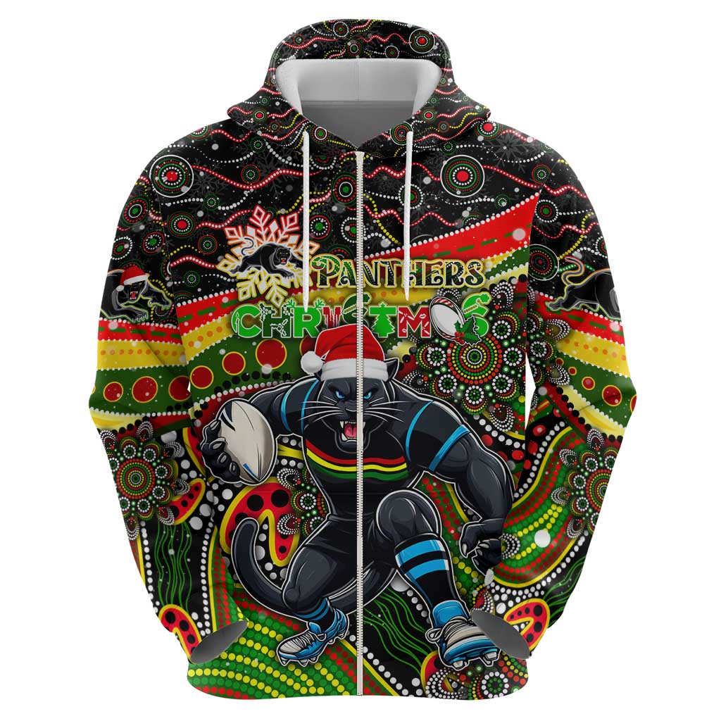 Merry Christmas Penrith Panthers Hoodie Aboriginal Santa Rugby Mascot - The Riff - Vibe Hoodie Shop