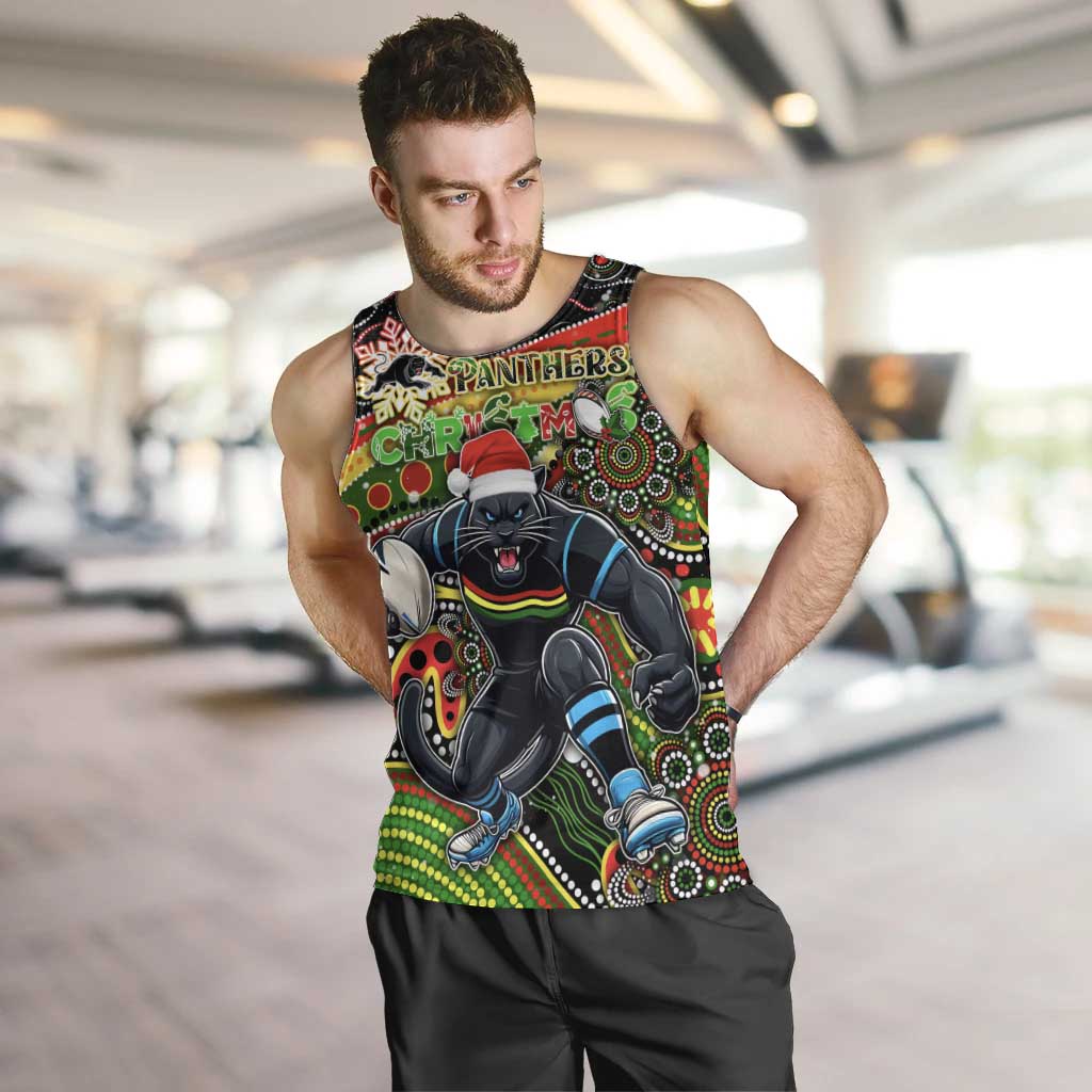 Merry Christmas Penrith Panthers Men Tank Top Aboriginal Santa Rugby Mascot - The Riff - Vibe Hoodie Shop