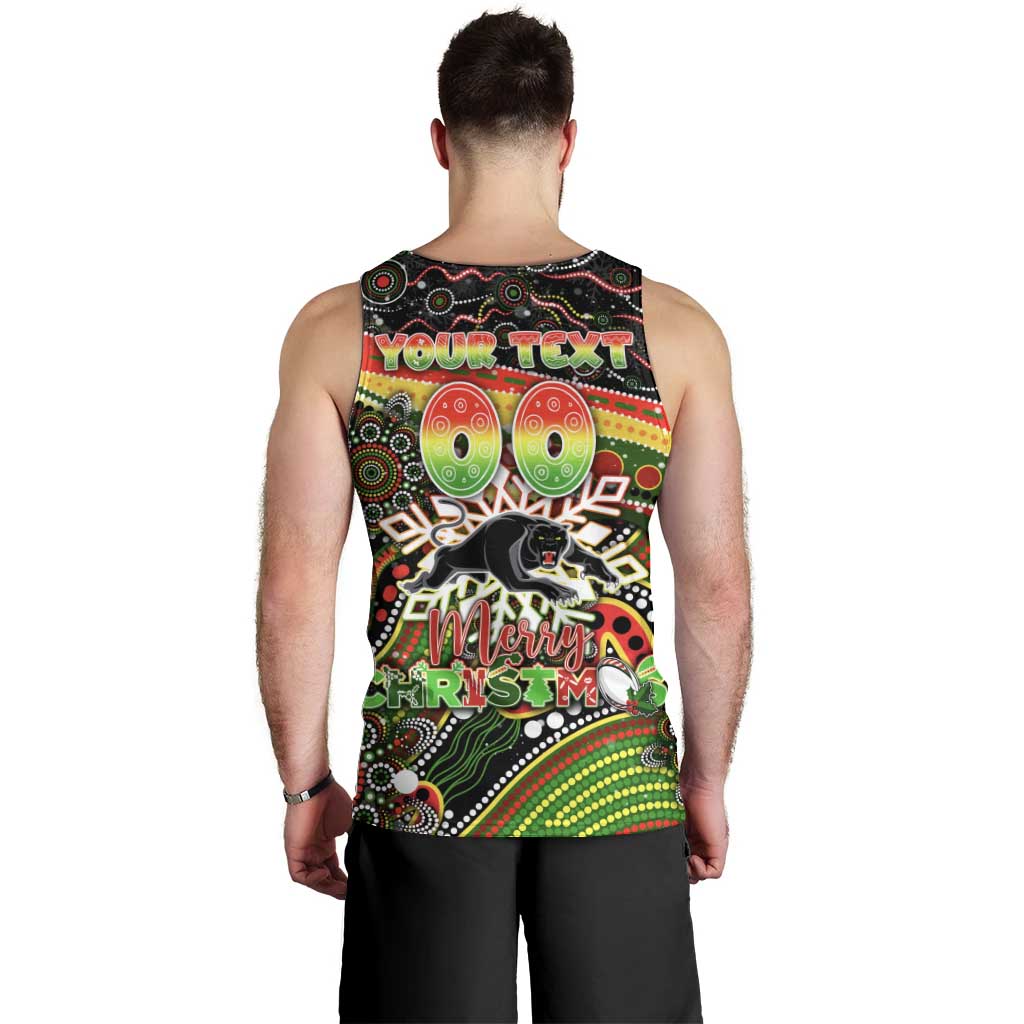 Merry Christmas Penrith Panthers Men Tank Top Aboriginal Santa Rugby Mascot - The Riff - Vibe Hoodie Shop
