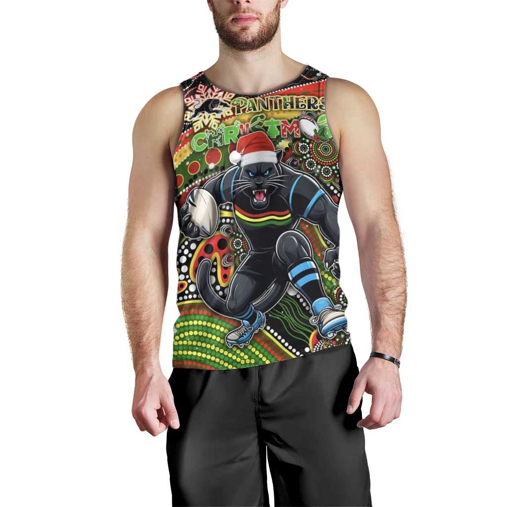 Merry Christmas Penrith Panthers Men Tank Top Aboriginal Santa Rugby Mascot - The Riff - Vibe Hoodie Shop