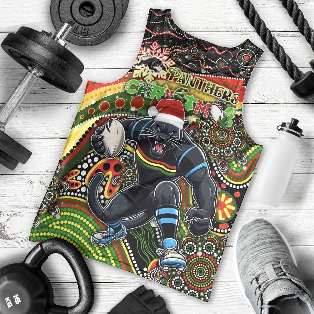 Merry Christmas Penrith Panthers Men Tank Top Aboriginal Santa Rugby Mascot - The Riff - Vibe Hoodie Shop