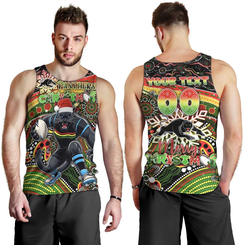 Merry Christmas Penrith Panthers Men Tank Top Aboriginal Santa Rugby Mascot - The Riff - Vibe Hoodie Shop