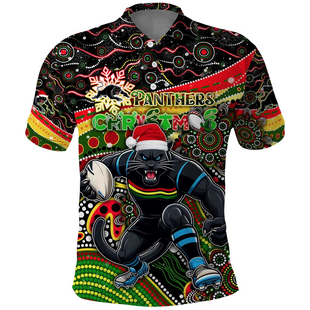 Merry Christmas Penrith Panthers Polo Shirt Aboriginal Santa Rugby Mascot - The Riff - Vibe Hoodie Shop