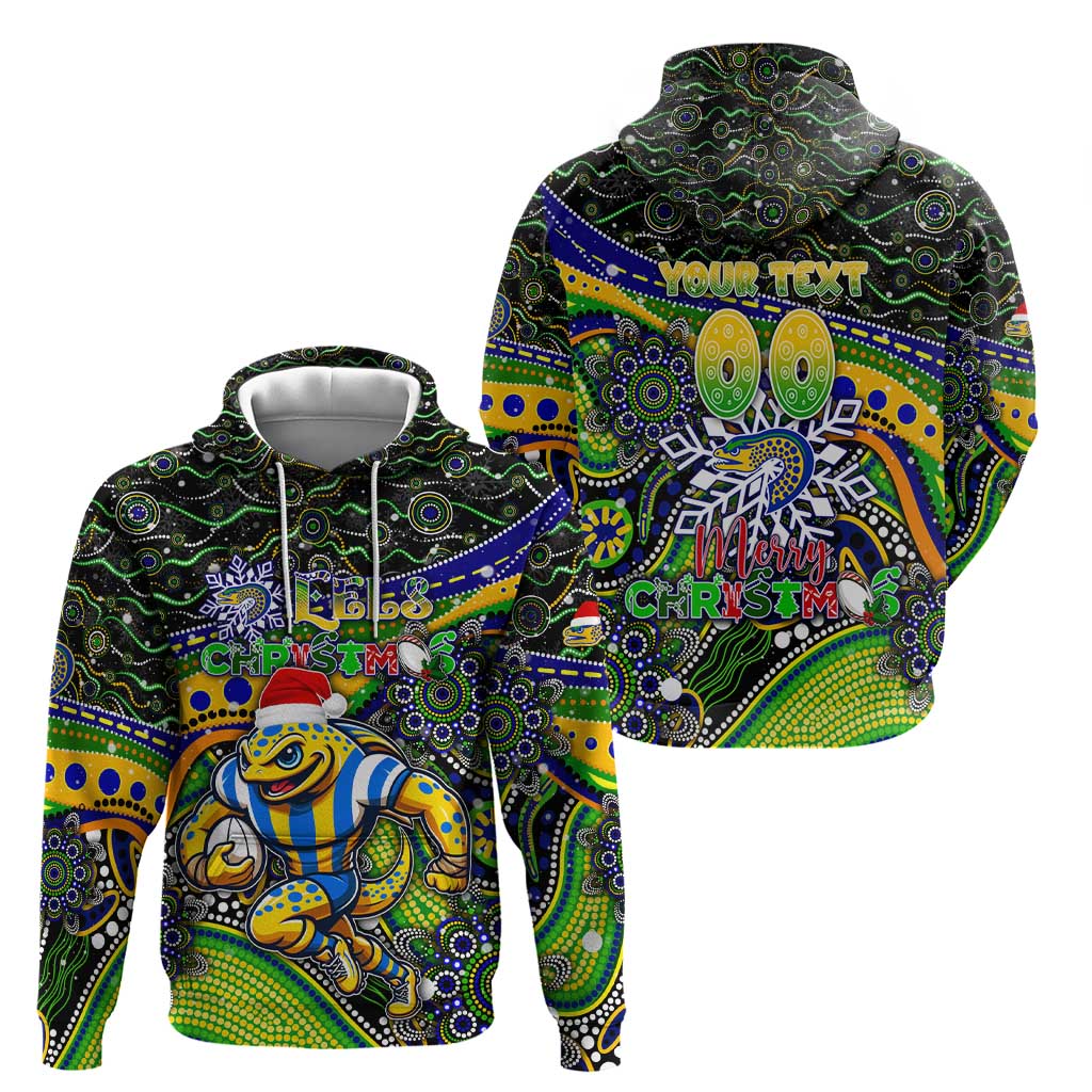 Merry Christmas Eels Hoodie Aboriginal Santa Rugby Mascot - Parramatta - Vibe Hoodie Shop
