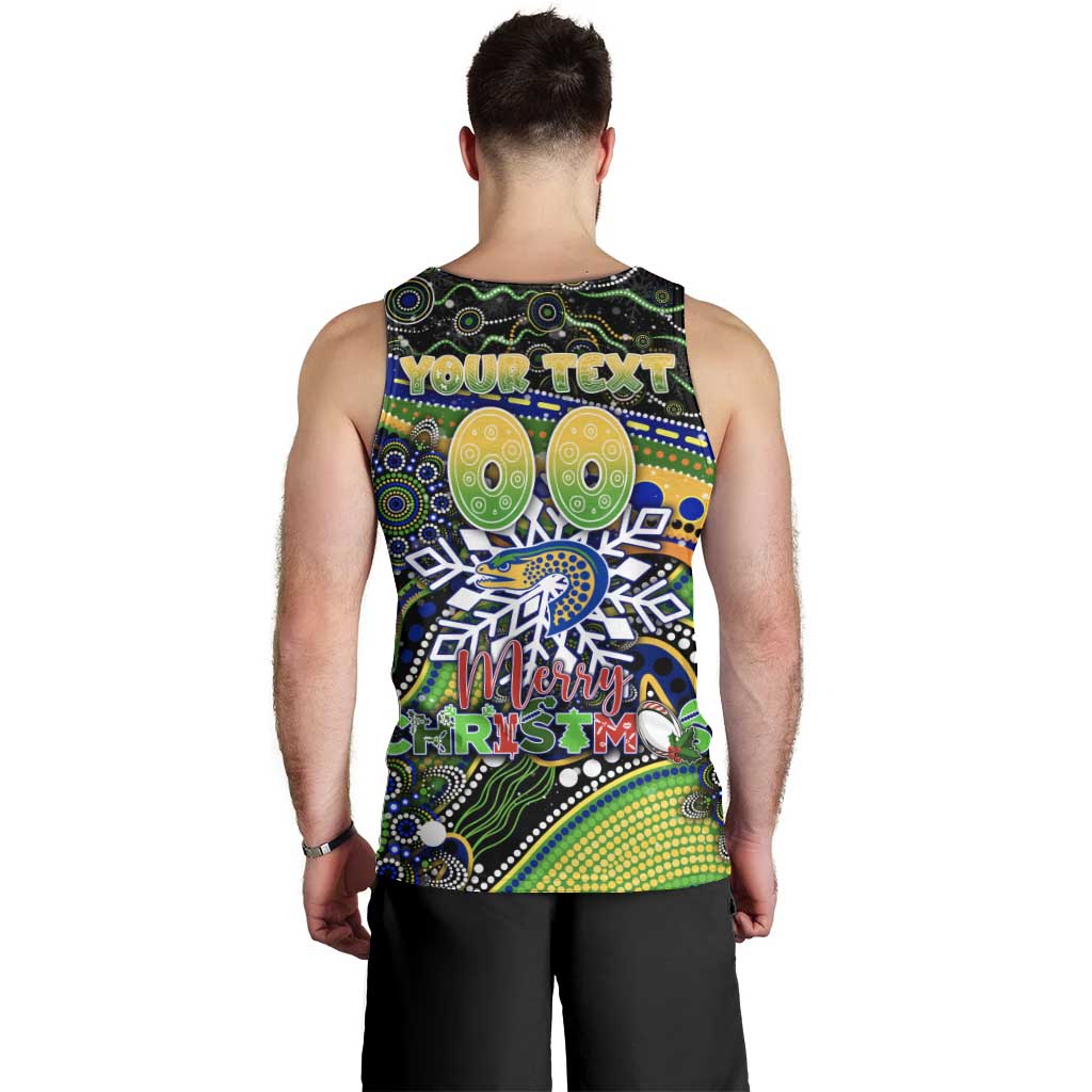 Merry Christmas Eels Men Tank Top Aboriginal Santa Rugby Mascot - Parramatta - Vibe Hoodie Shop
