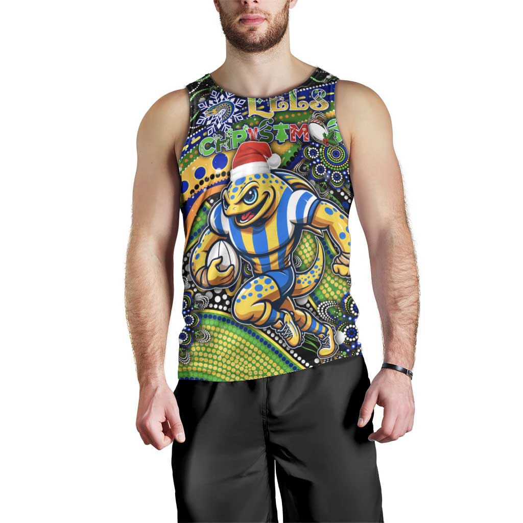 Merry Christmas Eels Men Tank Top Aboriginal Santa Rugby Mascot - Parramatta - Vibe Hoodie Shop