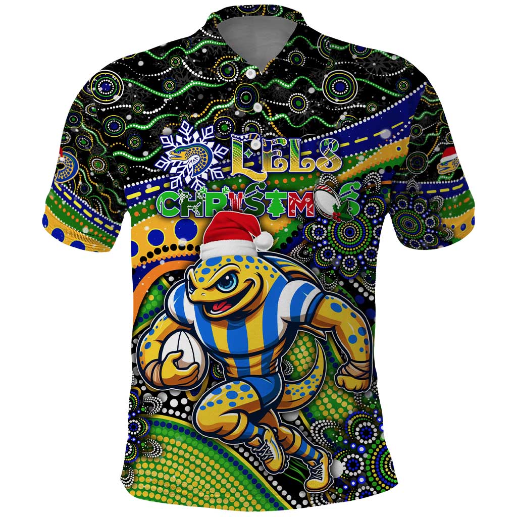Merry Christmas Eels Polo Shirt Aboriginal Santa Rugby Mascot - Parramatta - Vibe Hoodie Shop