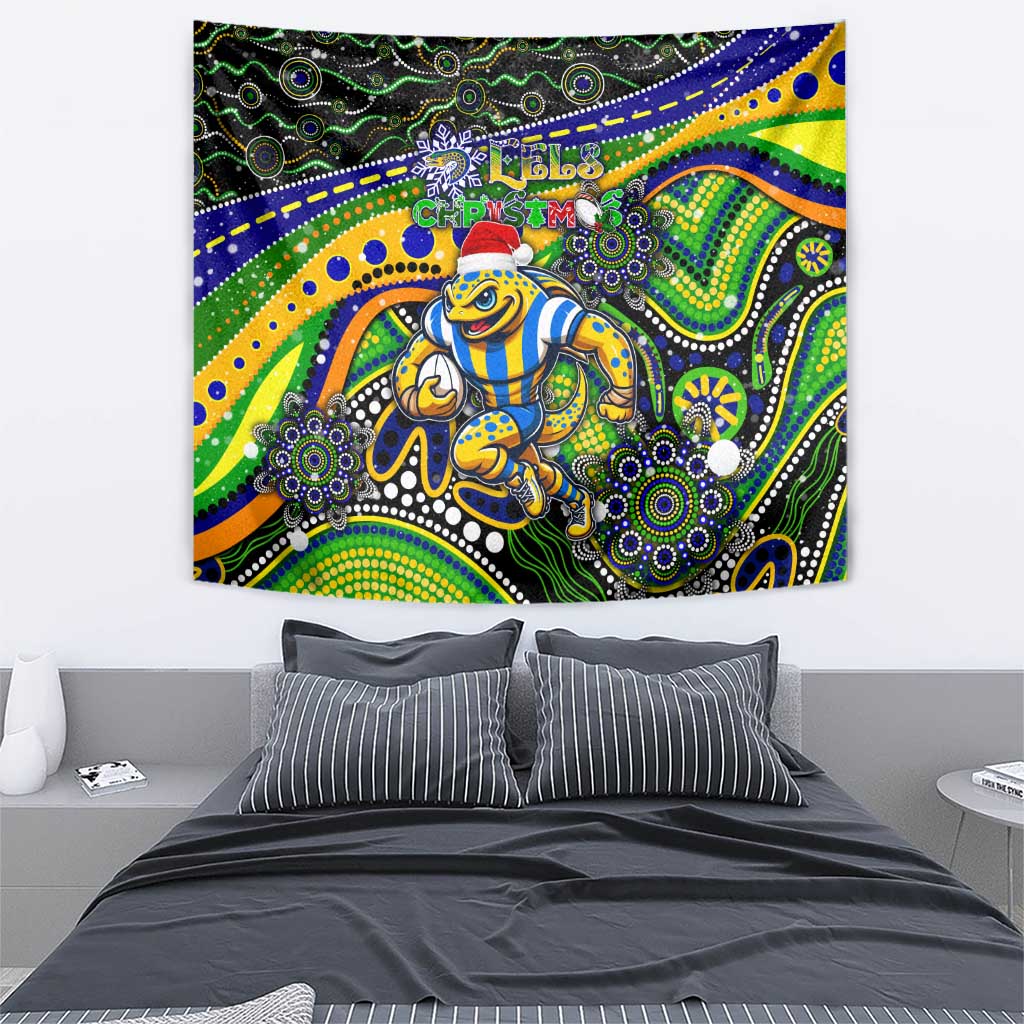 Merry Christmas Eels Tapestry Aboriginal Santa Rugby Mascot - Parramatta - Vibe Hoodie Shop