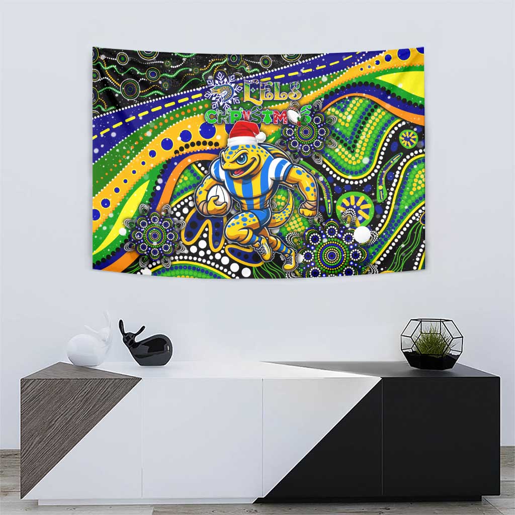 Merry Christmas Eels Tapestry Aboriginal Santa Rugby Mascot - Parramatta - Vibe Hoodie Shop