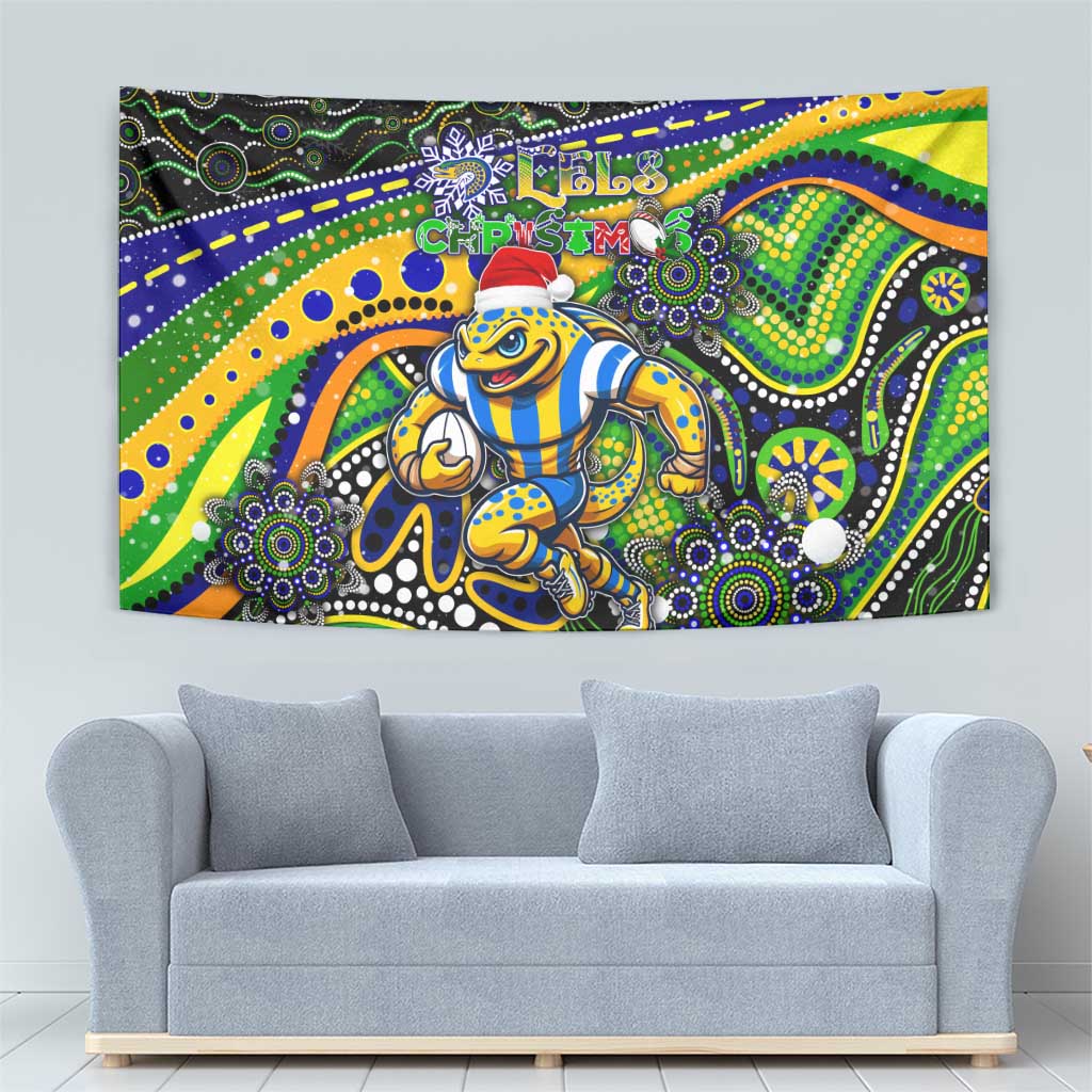 Merry Christmas Eels Tapestry Aboriginal Santa Rugby Mascot - Parramatta - Vibe Hoodie Shop