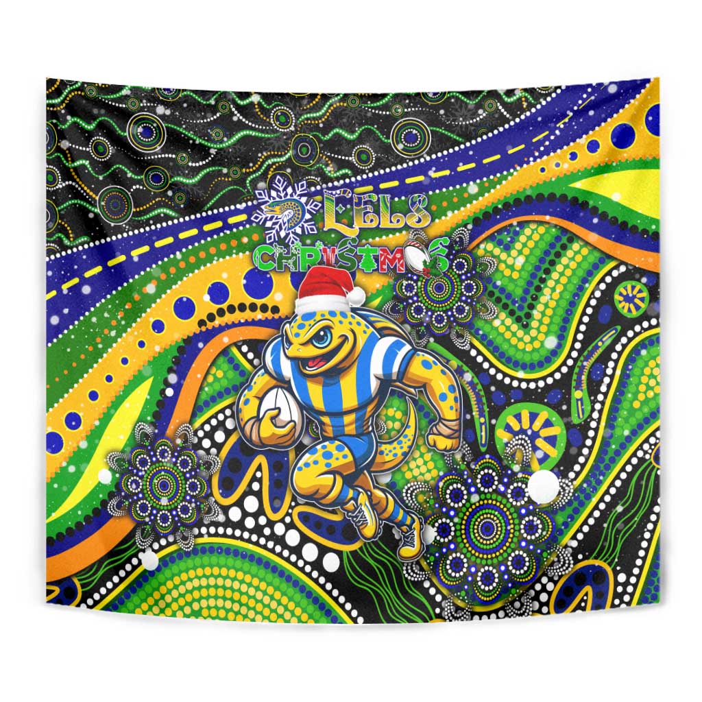 Merry Christmas Eels Tapestry Aboriginal Santa Rugby Mascot - Parramatta - Vibe Hoodie Shop