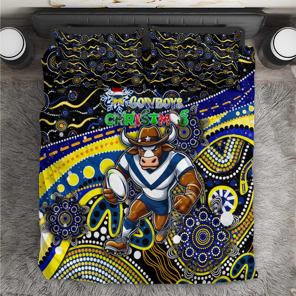 Merry Christmas Cowboys Bedding Set Aboriginal Santa Rugby Mascot - North Queensland - Vibe Hoodie Shop