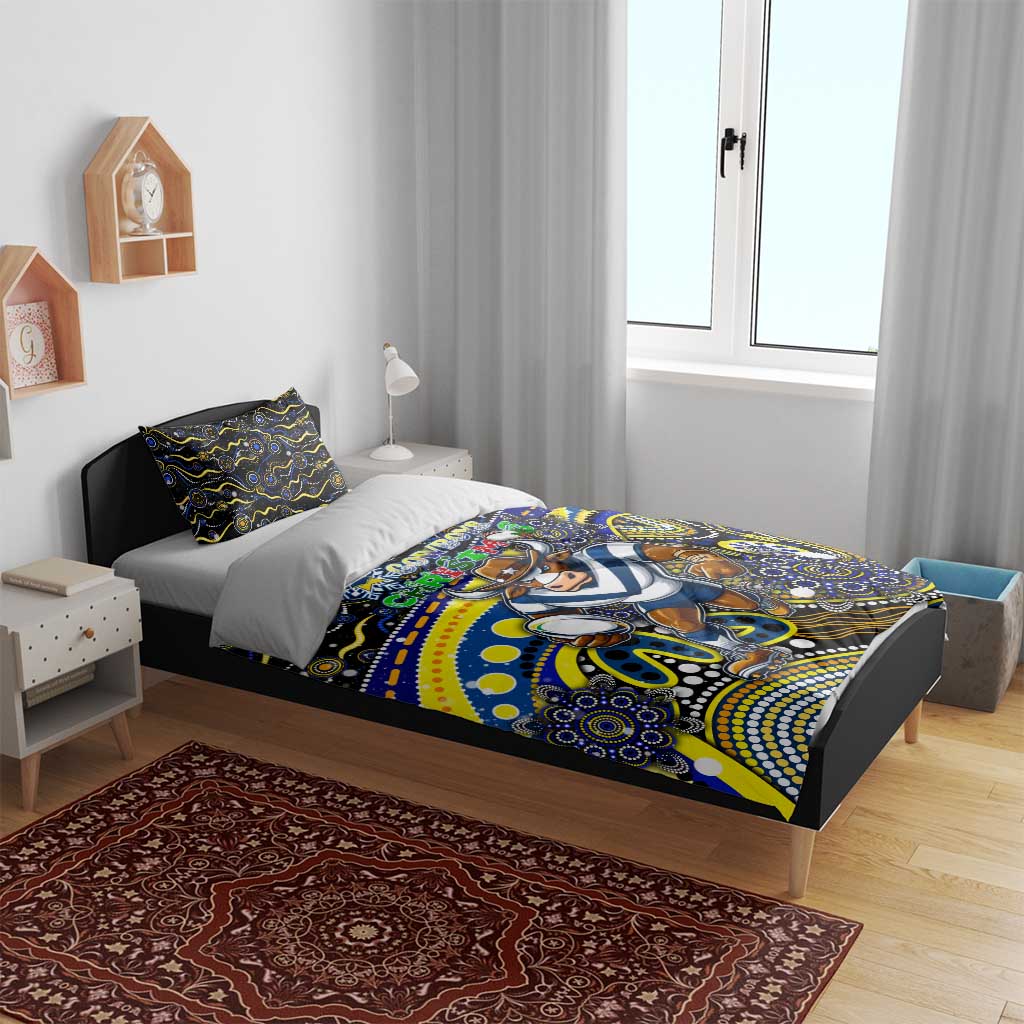 Merry Christmas Cowboys Bedding Set Aboriginal Santa Rugby Mascot - North Queensland - Vibe Hoodie Shop