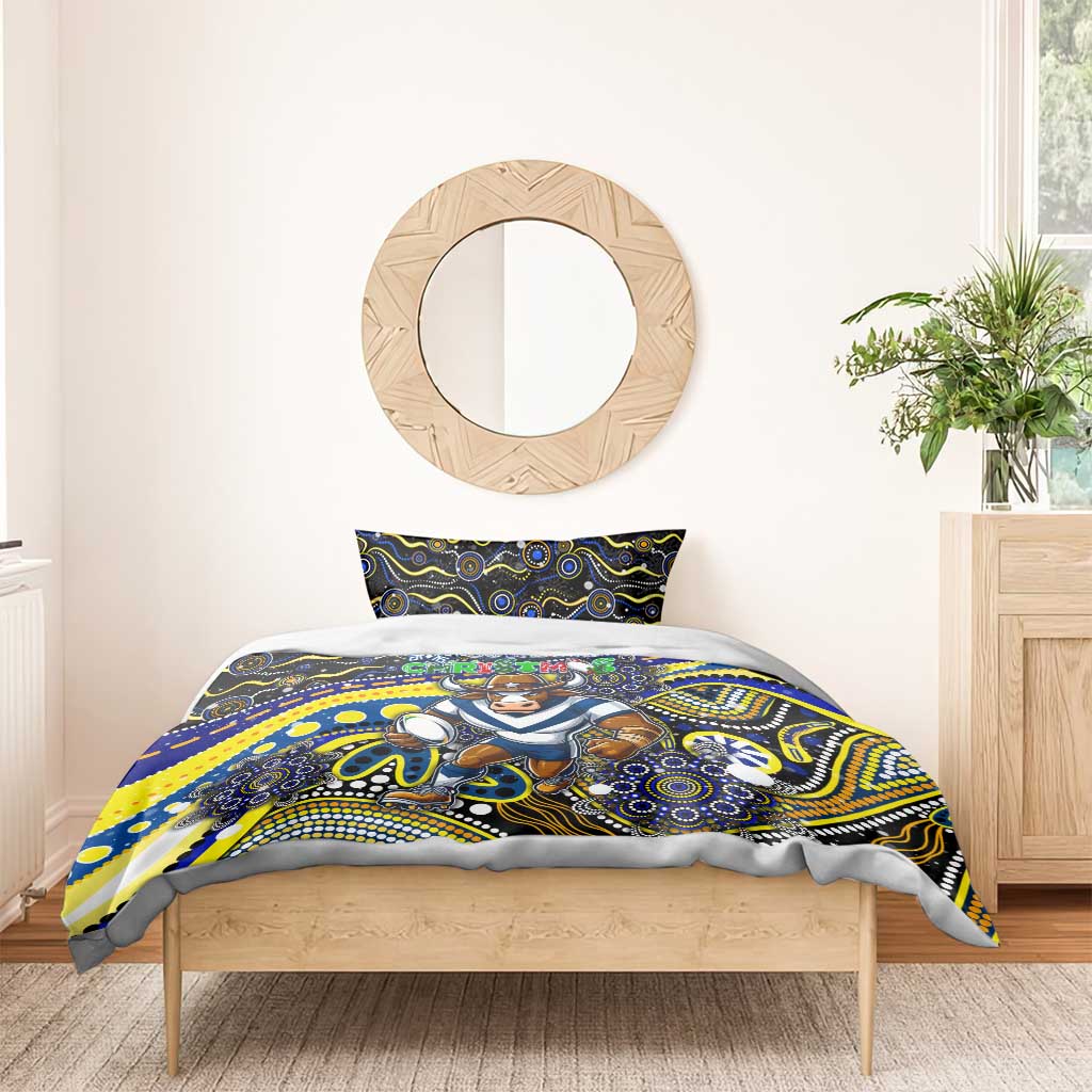 Merry Christmas Cowboys Bedding Set Aboriginal Santa Rugby Mascot - North Queensland - Vibe Hoodie Shop