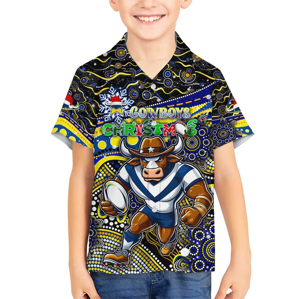 Merry Christmas Cowboys Hawaiian Shirt Aboriginal Santa Rugby Mascot - North Queensland - Vibe Hoodie Shop