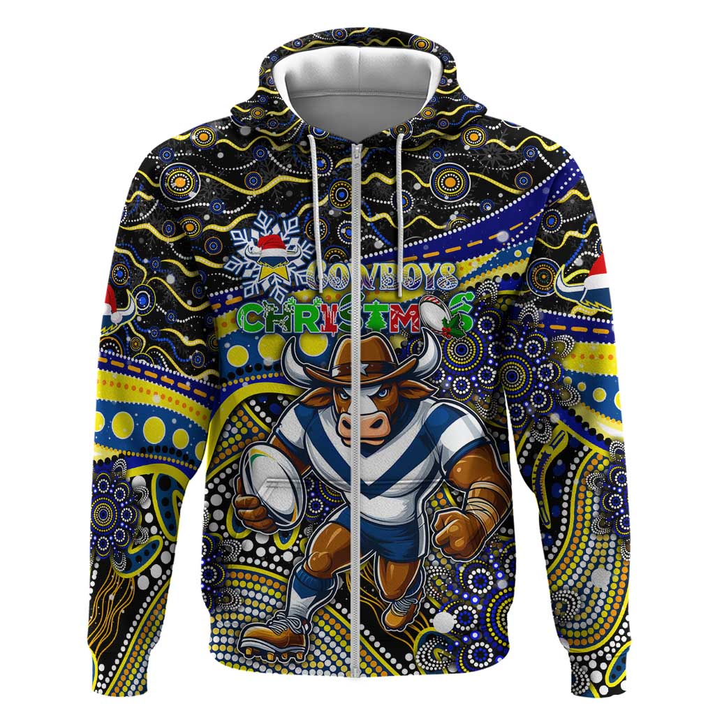 Merry Christmas Cowboys Hoodie Aboriginal Santa Rugby Mascot - North Queensland - Vibe Hoodie Shop