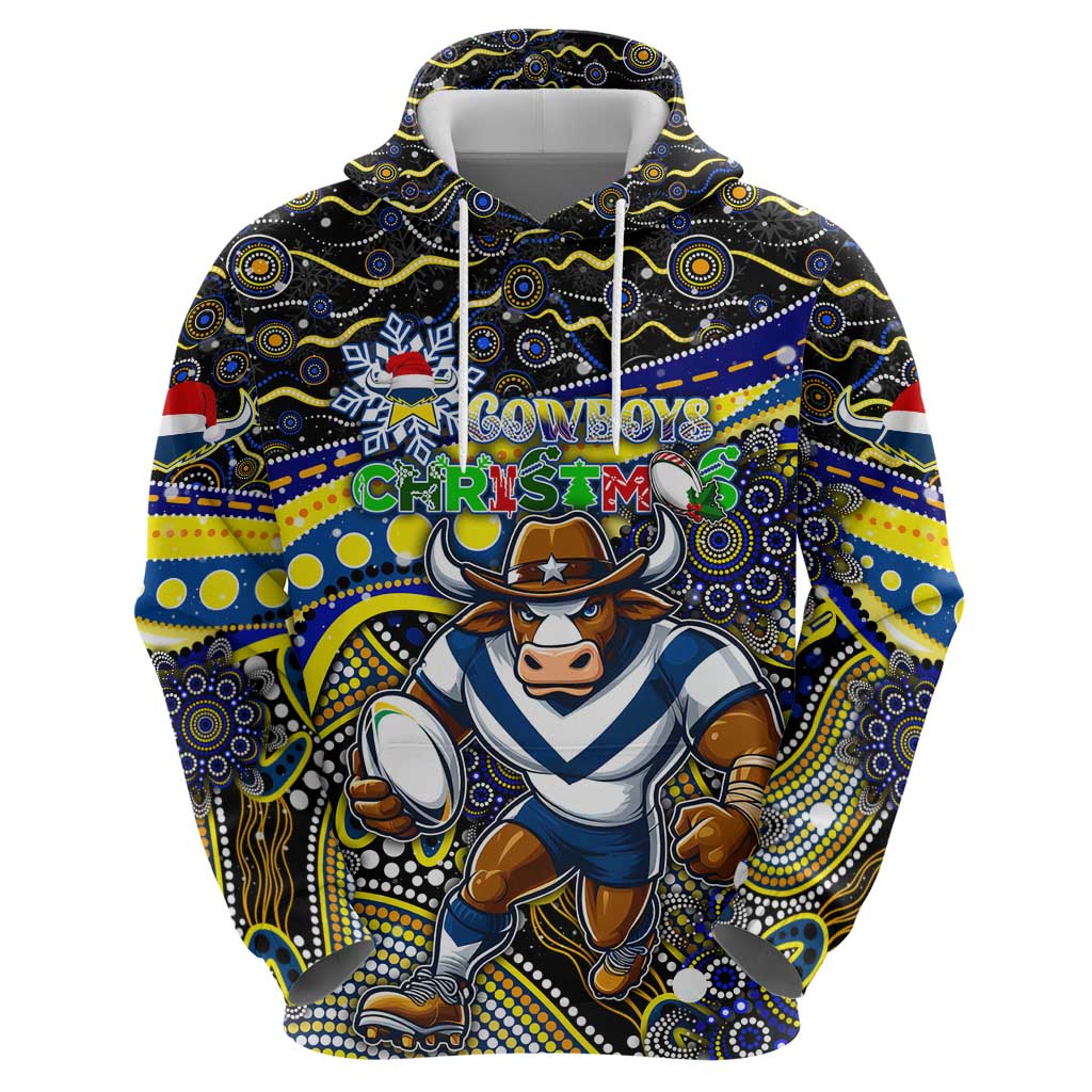 Merry Christmas Cowboys Hoodie Aboriginal Santa Rugby Mascot - North Queensland - Vibe Hoodie Shop