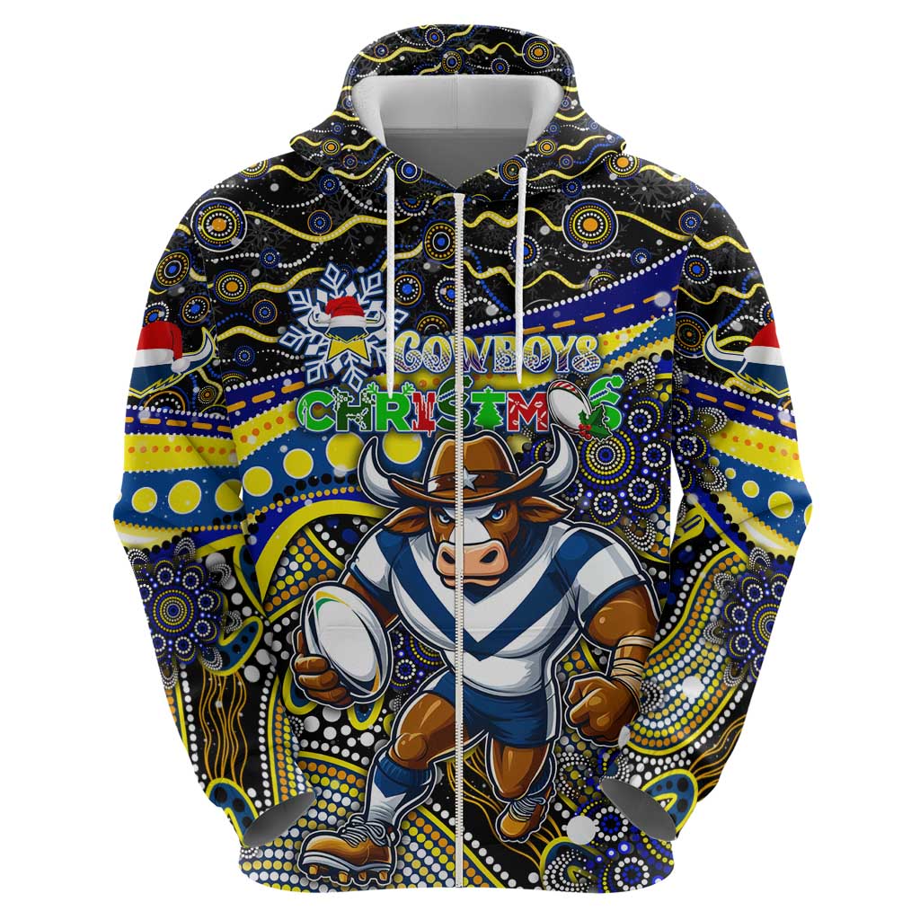 Merry Christmas Cowboys Hoodie Aboriginal Santa Rugby Mascot - North Queensland - Vibe Hoodie Shop