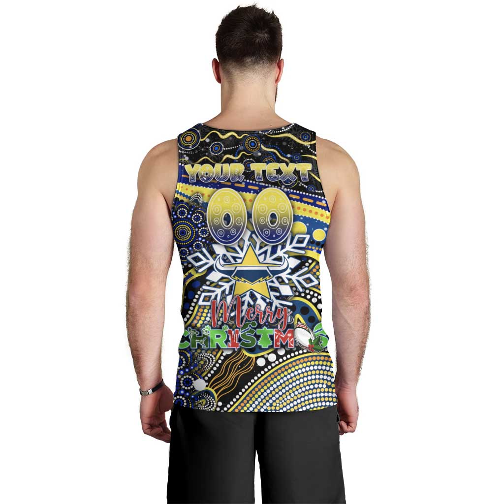 Merry Christmas Cowboys Men Tank Top Aboriginal Santa Rugby Mascot - North Queensland - Vibe Hoodie Shop
