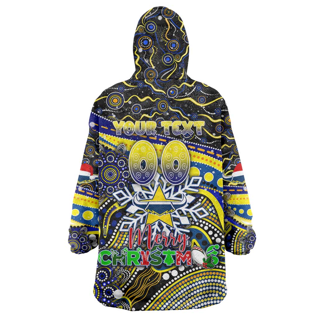 Merry Christmas Cowboys Wearable Blanket Hoodie Aboriginal Santa Rugby Mascot - North Queensland - Vibe Hoodie Shop