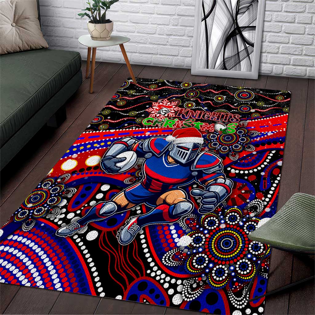 Merry Christmas Newcastle Knights Area Rug Aboriginal Santa Rugby Mascot - Novocastrians - Vibe Hoodie Shop