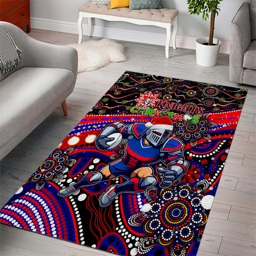 Merry Christmas Newcastle Knights Area Rug Aboriginal Santa Rugby Mascot - Novocastrians - Vibe Hoodie Shop