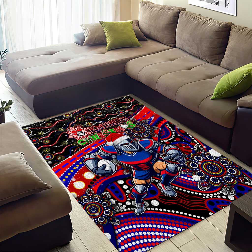 Merry Christmas Newcastle Knights Area Rug Aboriginal Santa Rugby Mascot - Novocastrians - Vibe Hoodie Shop