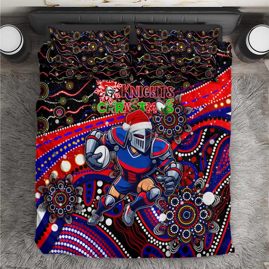 Merry Christmas Newcastle Knights Bedding Set Aboriginal Santa Rugby Mascot - Novocastrians - Vibe Hoodie Shop
