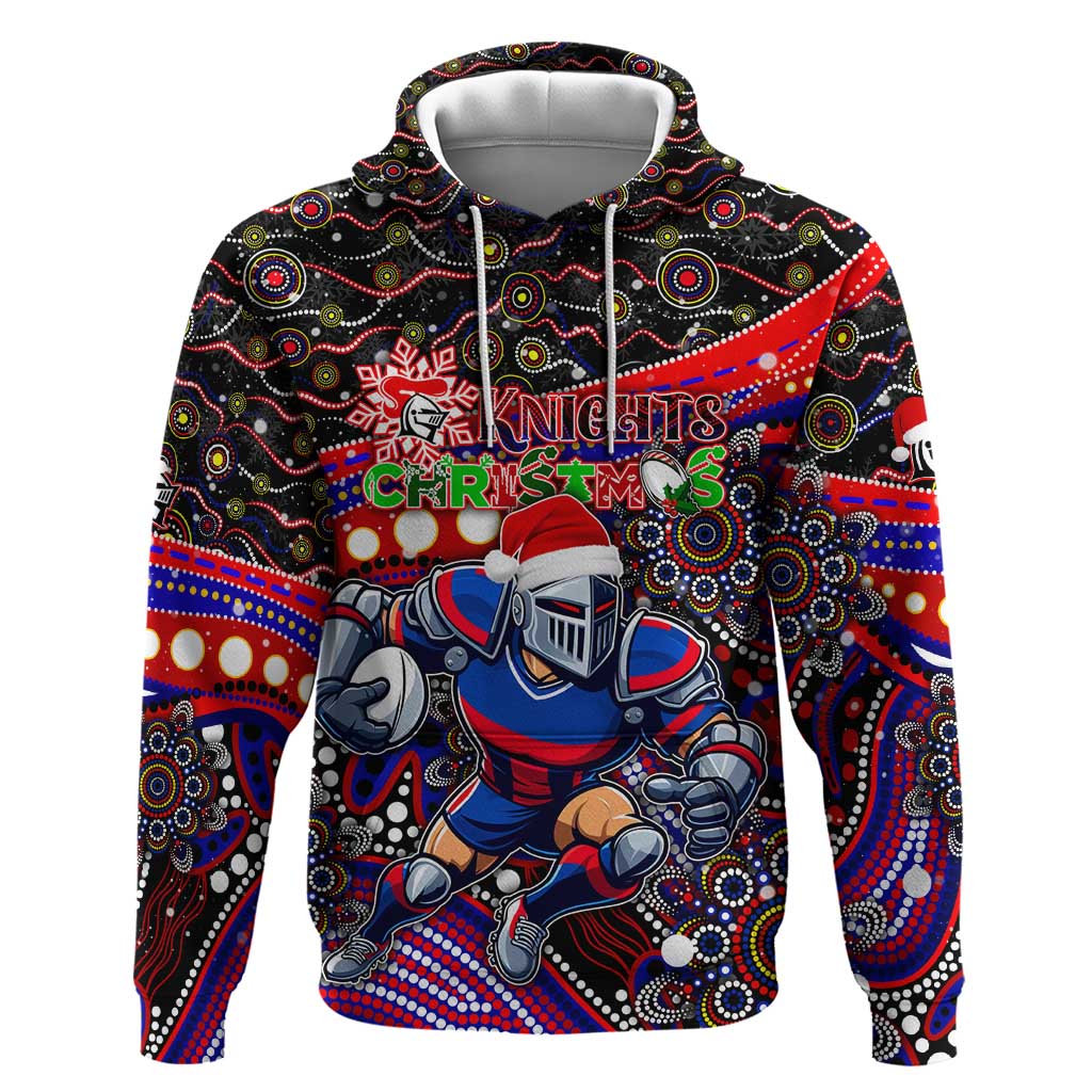 Merry Christmas Newcastle Knights Hoodie Aboriginal Santa Rugby Mascot - Novocastrians - Vibe Hoodie Shop