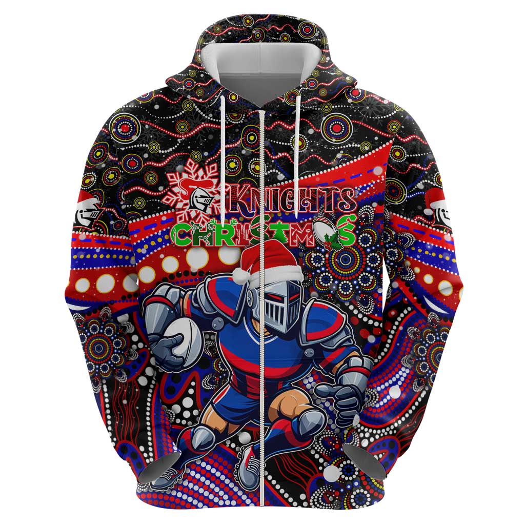 Merry Christmas Newcastle Knights Hoodie Aboriginal Santa Rugby Mascot - Novocastrians - Vibe Hoodie Shop