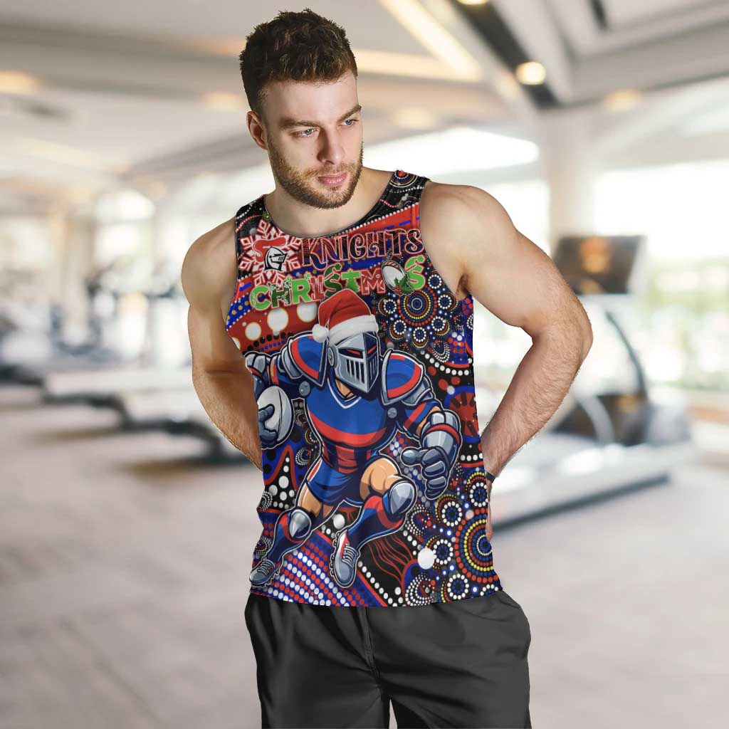 Merry Christmas Newcastle Knights Men Tank Top Aboriginal Santa Rugby Mascot - Novocastrians - Vibe Hoodie Shop