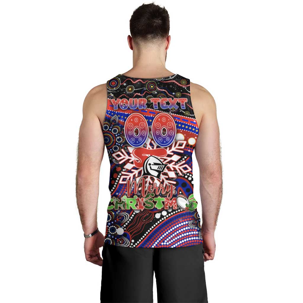 Merry Christmas Newcastle Knights Men Tank Top Aboriginal Santa Rugby Mascot - Novocastrians - Vibe Hoodie Shop
