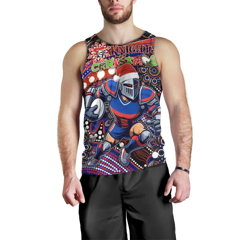 Merry Christmas Newcastle Knights Men Tank Top Aboriginal Santa Rugby Mascot - Novocastrians - Vibe Hoodie Shop