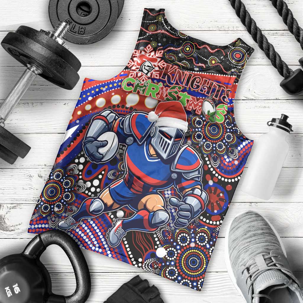Merry Christmas Newcastle Knights Men Tank Top Aboriginal Santa Rugby Mascot - Novocastrians - Vibe Hoodie Shop