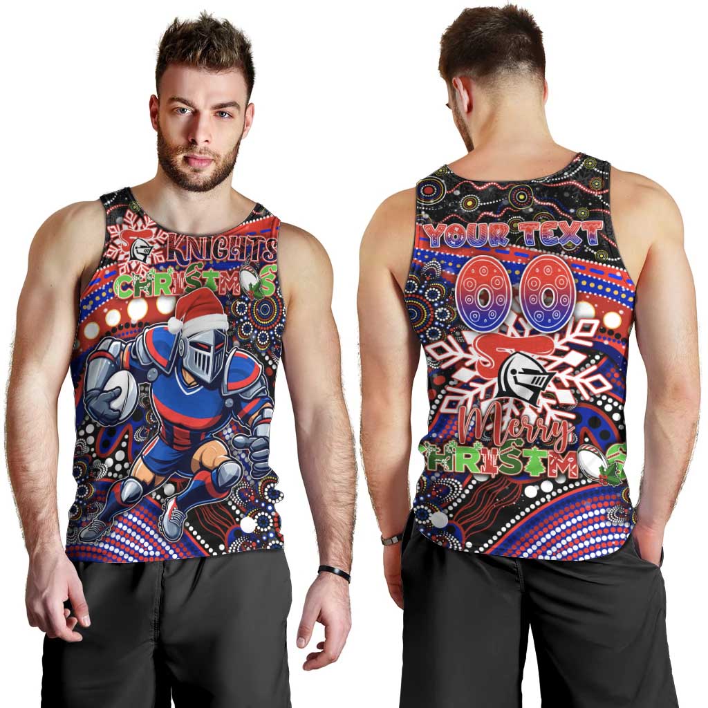 Merry Christmas Newcastle Knights Men Tank Top Aboriginal Santa Rugby Mascot - Novocastrians - Vibe Hoodie Shop
