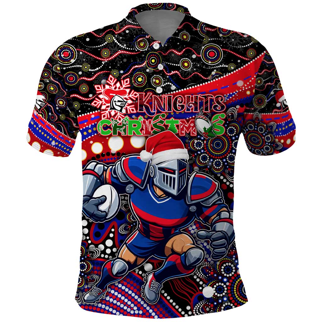 Merry Christmas Newcastle Knights Polo Shirt Aboriginal Santa Rugby Mascot - Novocastrians - Vibe Hoodie Shop