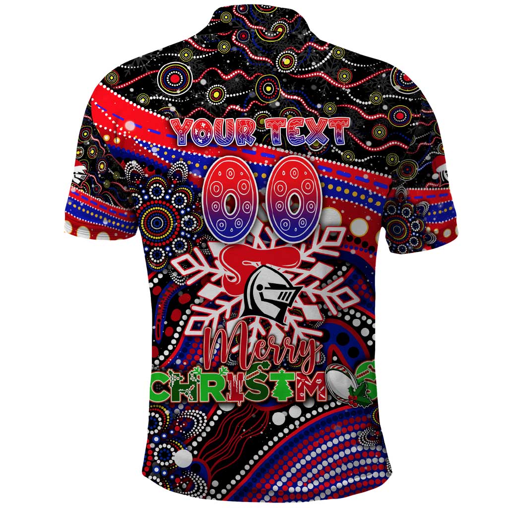 Merry Christmas Newcastle Knights Polo Shirt Aboriginal Santa Rugby Mascot - Novocastrians - Vibe Hoodie Shop