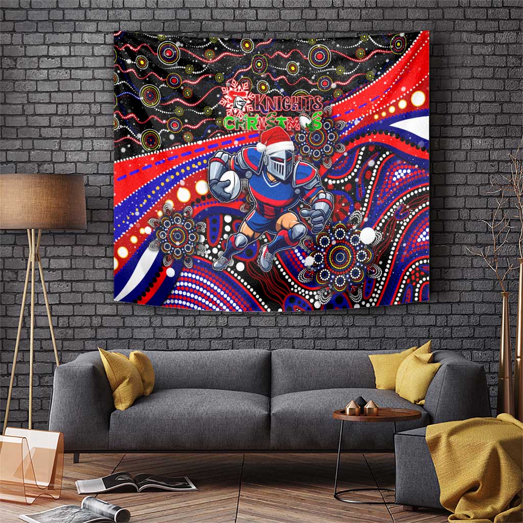 Merry Christmas Newcastle Knights Tapestry Aboriginal Santa Rugby Mascot - Novocastrians - Vibe Hoodie Shop