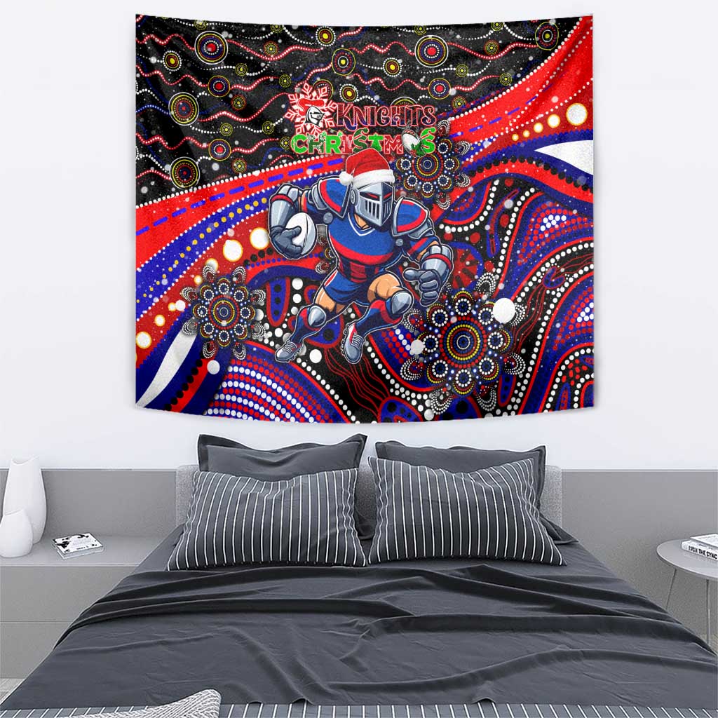 Merry Christmas Newcastle Knights Tapestry Aboriginal Santa Rugby Mascot - Novocastrians - Vibe Hoodie Shop