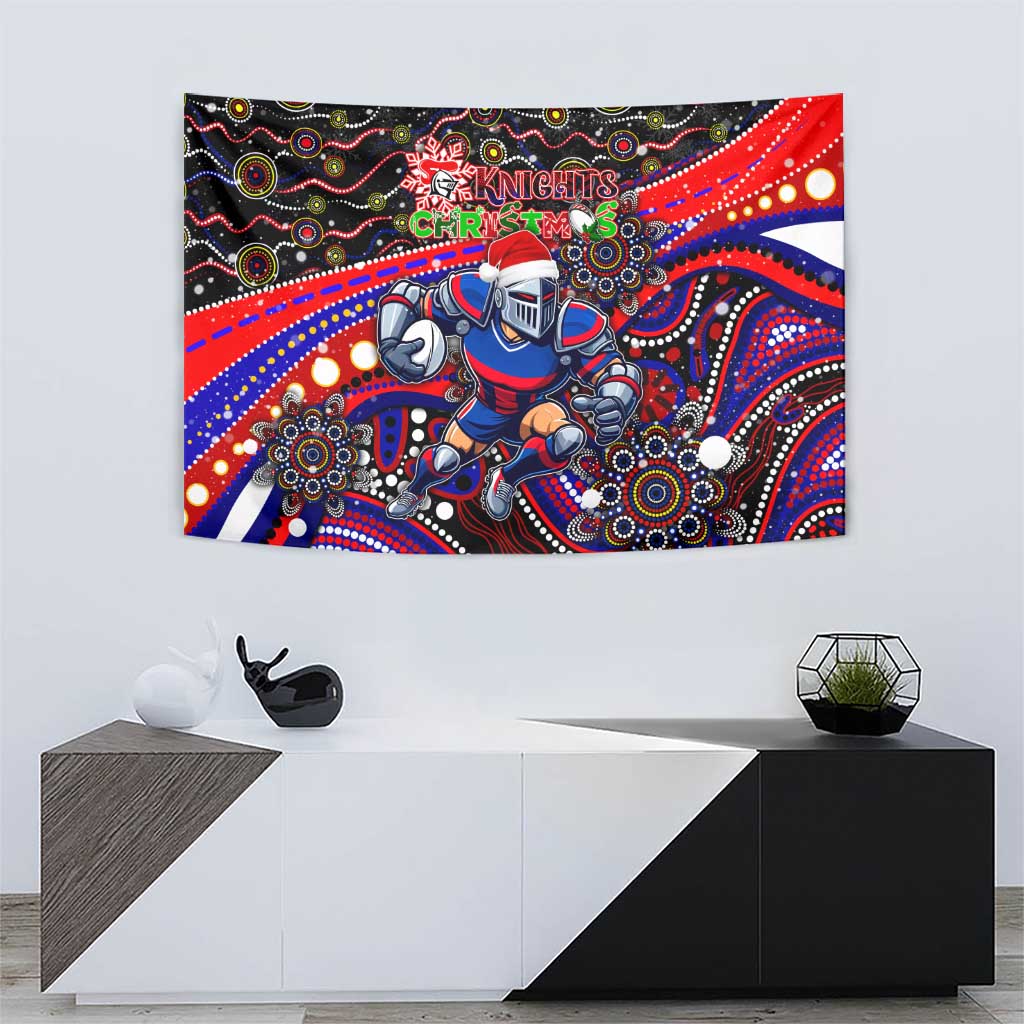 Merry Christmas Newcastle Knights Tapestry Aboriginal Santa Rugby Mascot - Novocastrians - Vibe Hoodie Shop