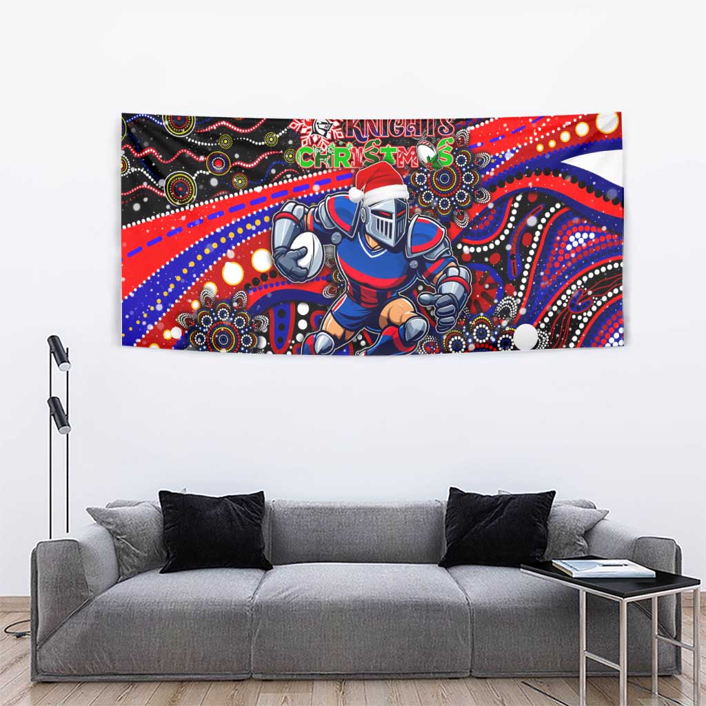 Merry Christmas Newcastle Knights Tapestry Aboriginal Santa Rugby Mascot - Novocastrians - Vibe Hoodie Shop