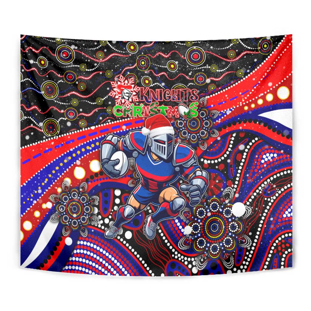 Merry Christmas Newcastle Knights Tapestry Aboriginal Santa Rugby Mascot - Novocastrians - Vibe Hoodie Shop