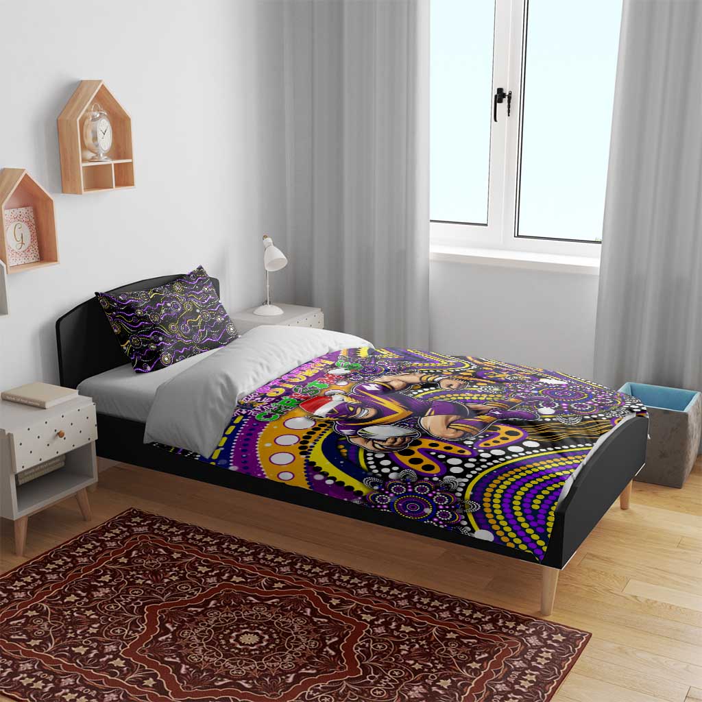 Merry Christmas Storm Bedding Set Aboriginal Santa Rugby Mascot - Melbourne - Vibe Hoodie Shop