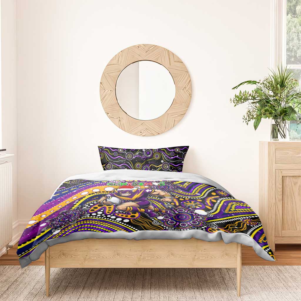 Merry Christmas Storm Bedding Set Aboriginal Santa Rugby Mascot - Melbourne - Vibe Hoodie Shop