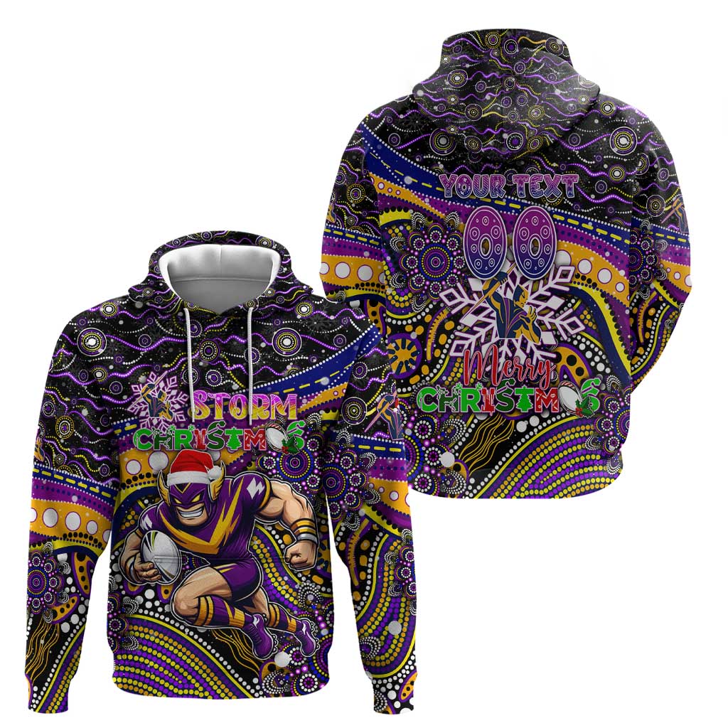 Merry Christmas Storm Hoodie Aboriginal Santa Rugby Mascot - Melbourne - Vibe Hoodie Shop