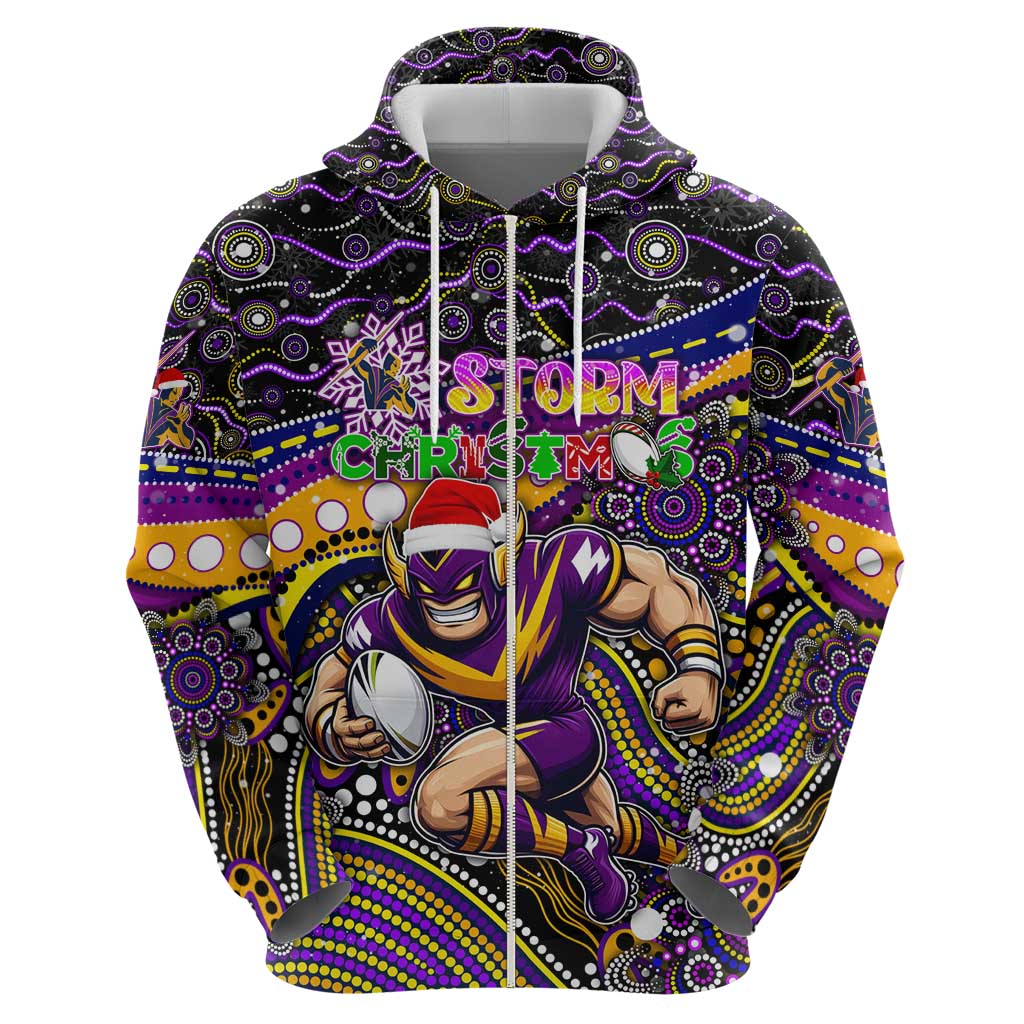 Merry Christmas Storm Hoodie Aboriginal Santa Rugby Mascot - Melbourne - Vibe Hoodie Shop