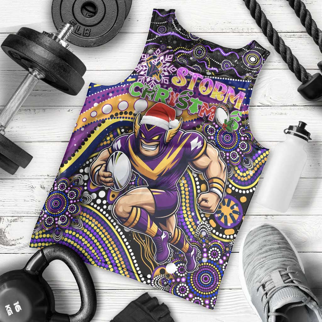 Merry Christmas Storm Men Tank Top Aboriginal Santa Rugby Mascot - Melbourne - Vibe Hoodie Shop