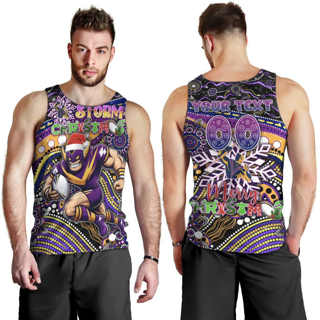 Merry Christmas Storm Men Tank Top Aboriginal Santa Rugby Mascot - Melbourne - Vibe Hoodie Shop