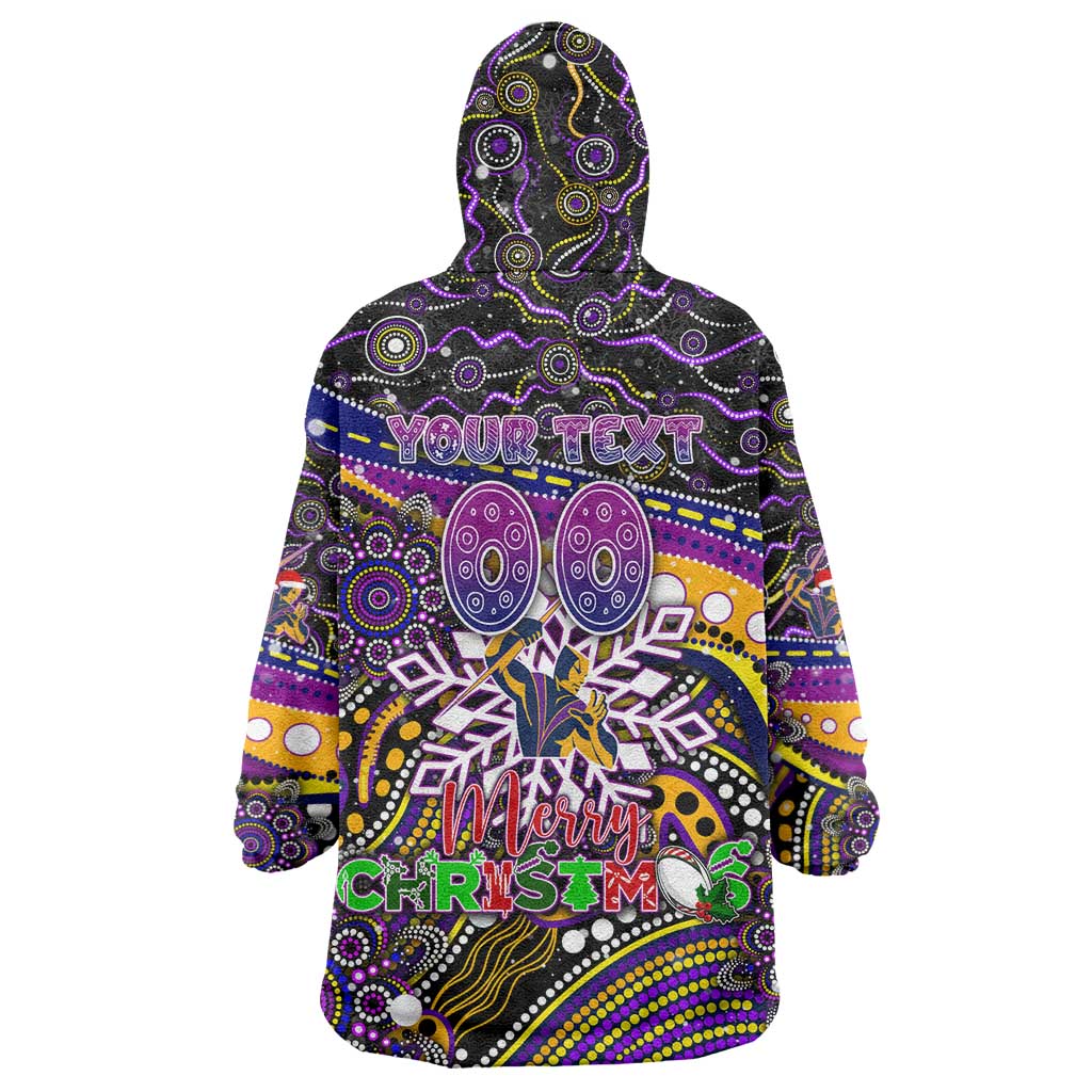 Merry Christmas Storm Wearable Blanket Hoodie Aboriginal Santa Rugby Mascot - Melbourne - Vibe Hoodie Shop